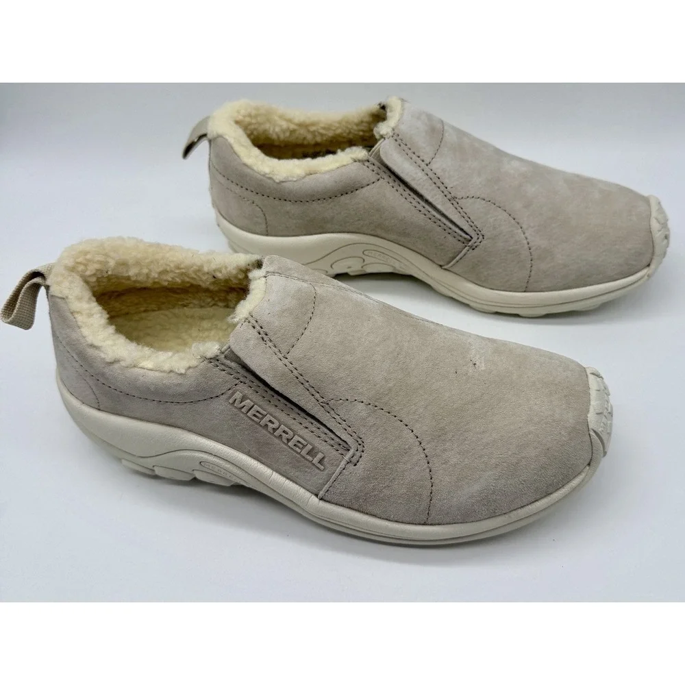 Merrell Womens 8.5 J004628 Suede Shearling Lined Slip On Shoes Beige Casual